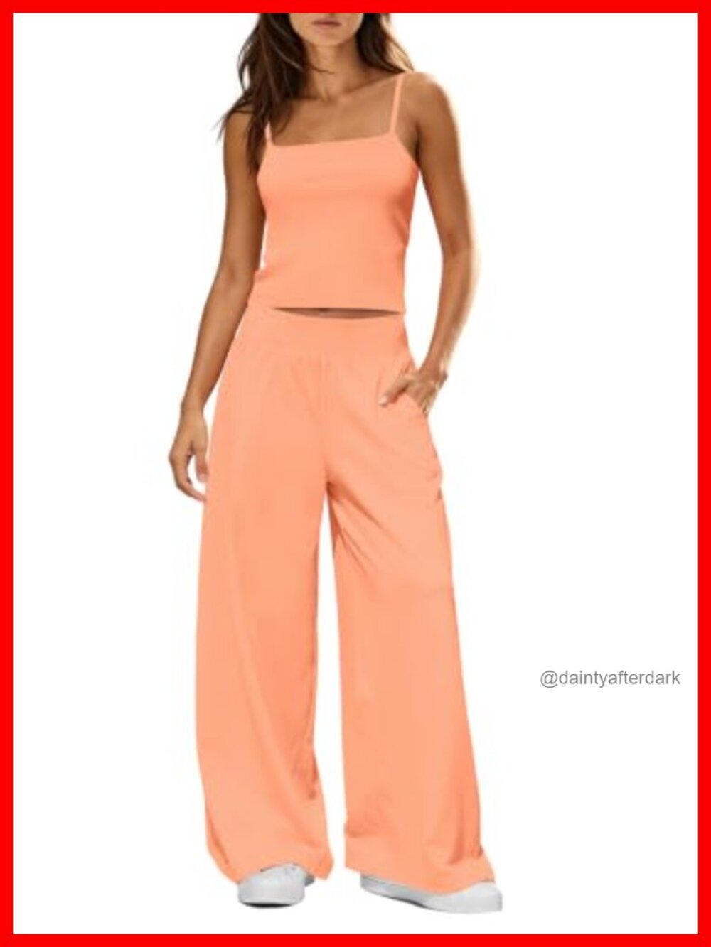 2 Piece Lounge Set Ribbed Knit Tank Top Wide Leg Pants Sleeveless Casual